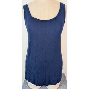 Terra & Sky Navy Blue Ribbed Scoop Neck Tank Top Modal Blend Plus Size 1X 16W-18